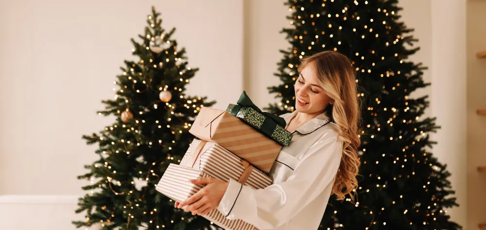 women with faux trees