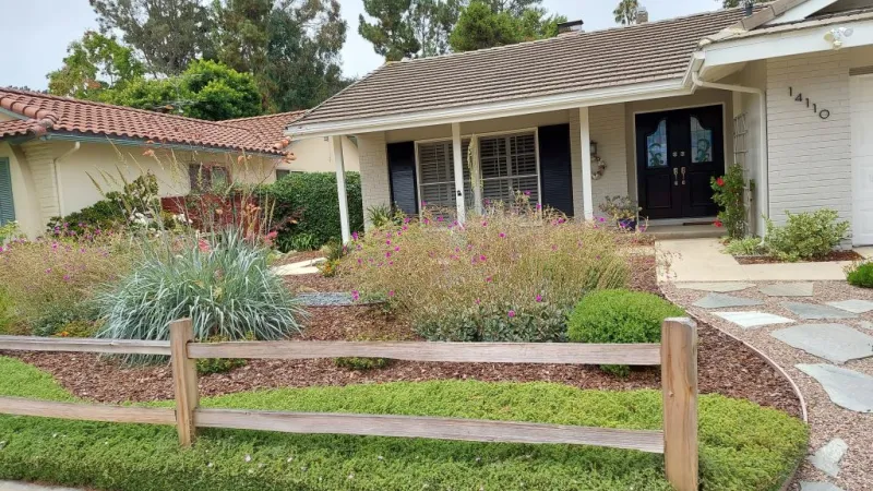 Front yard drought tolerant makeover including lawn removal.