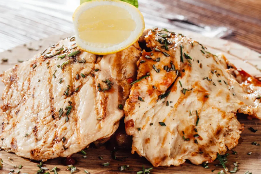 grilled chicken with garden herbs and lemon