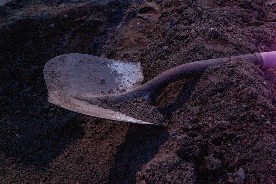 shovel in garden