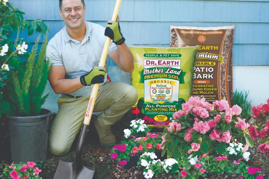 a person planting flowers